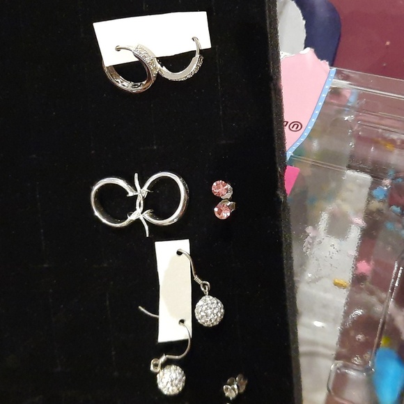 NWT AUTHENTIC SOLID STERLING SILVER CZ EARRINGS LOT WEDDING 👰‍♀ BRIDESMAIDS - Picture 7 of 7